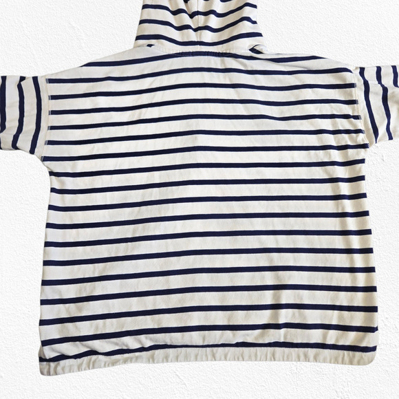 GAP Navy White Striped Hoodie V-Neck Pullover Nautical Style Sweatshirt Size XS - Picture 10 of 11